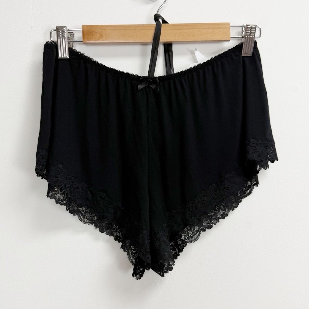 INC International PJ Shorts Womens Small Black Lace Trim Pajamas PJS NWT